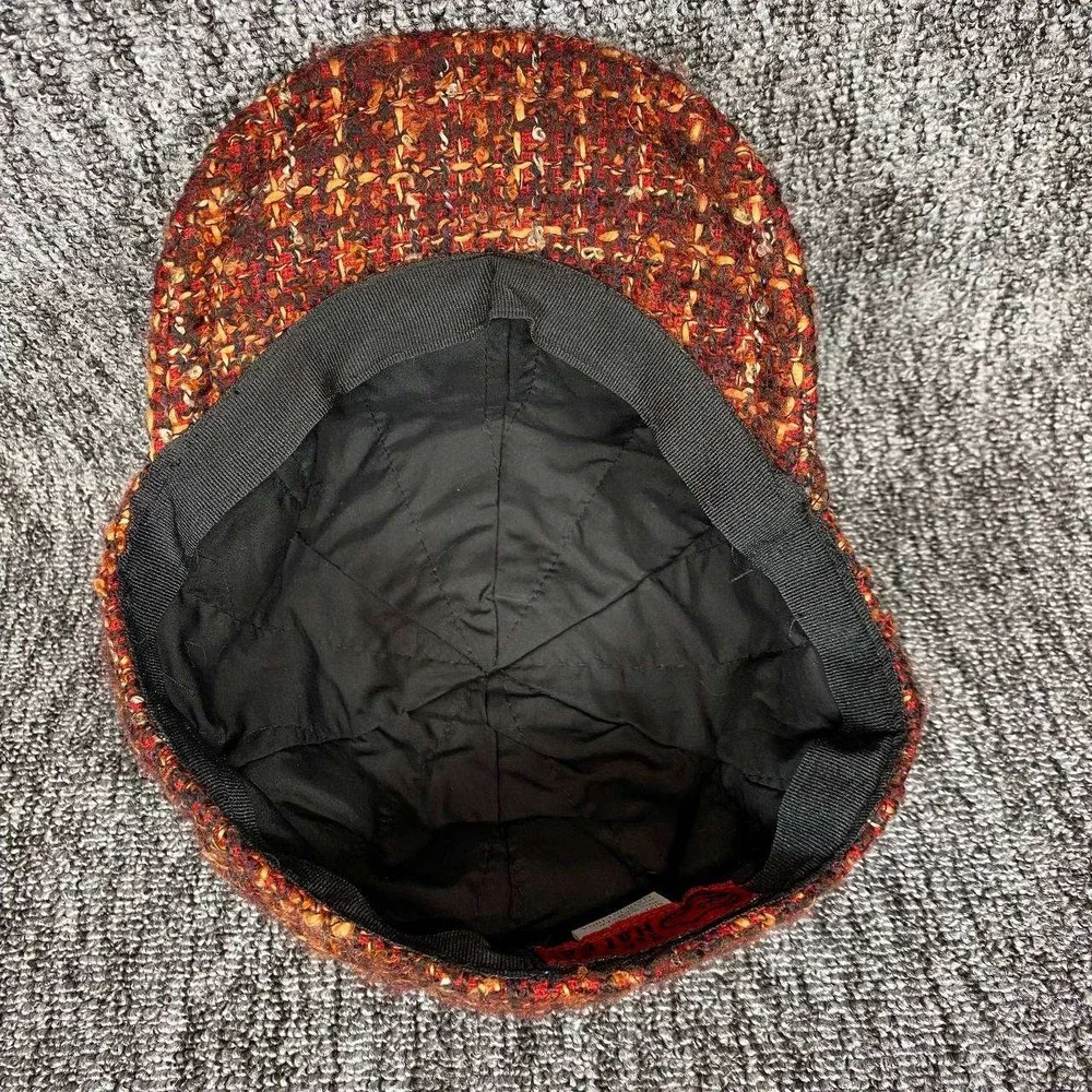 San‎ Diego Hat Co Newsboy Cap Women Medium Red Wool Blend Tweed Cabbie Hat